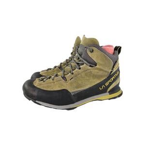 La Sportiva Boulder X Mid GTX Shoes Mens US 10 Green Suede Carbon Flame Hiking